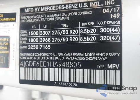 2017 Mercedes-Benz Gls 450 4Matic из США, поврежденный, VIN 4JGDF6EE1HA948805